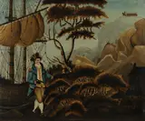 British School, 20th century, Admiral Anson coming ashore at Payter in November, 1741, oil on canvas