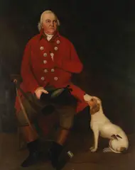 A huntsman seated with his faithful dog by English School, oil on canvas, offered Feb 2024