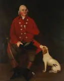 A huntsman seated with his faithful dog by English School, oil on canvas, offered Feb 2024