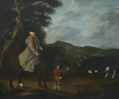 British Naïve School, Asking the way, oil on canvas