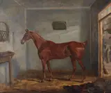 Portrait of a chestnut horse by British School, oil on canvas, sold Feb 2024