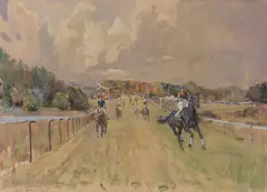 Peter Biegel, Down to the start, Salisbury; Pytchley Pilot, Kelmarsh, watercolour and bodycolour