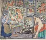Douglas Bliss, Renoir Old, watercolour, pen and ink and gouache on paper