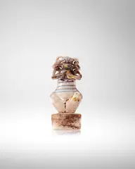 Ermanno Nason, Mesopotamic Figural Form, for Vetreria Gino Cenedese, hand worked and applied glass with scavo surface treatment and applied with gold leaf