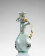 Ermanno Nason, Unique Caraffa Scavo con Testa, for Vetreria Gino Cenedese, blown and applied opaline glass applied with gold leaf and with scavo surface treatment