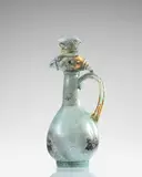 Ermanno Nason, Unique Caraffa Scavo con Testa, for Vetreria Gino Cenedese, blown and applied opaline glass applied with gold leaf and with scavo surface treatment
