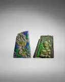 Ermanno Nason, Two Bas-Relief Plaques, for Vetreria Gino Cenedese, applied glass with scavo surface treatment and gold leaf