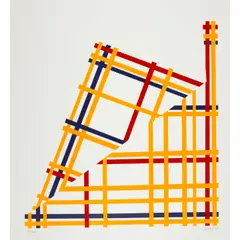 Jim Jacobs, Folded NYC (Mondrian), 1980, Screenprint in colors on wove paper