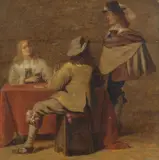 Cercle D'Anthonie Palamedesz, Scène de genre, Oil on parquet panel