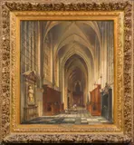 Henri Lallemand, Intérieur de la Collégiale Saints-Pierre-et-Guidon d'Anderlecht, Oil on canvas