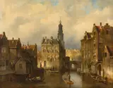 Jacques Carabain, Vue d'Amsterdam, Oil on canvas