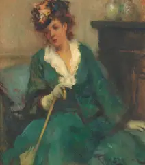 Fernand Toussaint, L'élégante, Oil on isorel