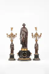 Auguste Clésinger, Garniture de cheminée en marbre et bronze. 19e siècle, bronze