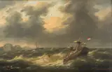 Charles-Louis Verboeckhoven, Tempête en mer, Oil on panel