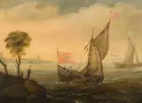 Bateaux dans une mer agitée by Cercle de Bonaventura I Peeters, Oil on parquet panel, offered Nov 2023