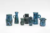 Jacques Blin, Ensemble de sept céramiques émaillées, circa 1960, Set of seven glazed ceramics, circa 1960