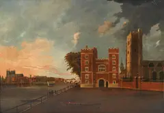 View of Lambeth Palace, London by Daniel Turner, oil on panel, offered Jun 2023