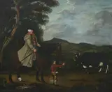 British Naïve School, Asking the way, oil on canvas