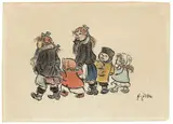 Fünf Kinder by Heinrich Zille, Farbkreide auf Papier, sold Dec 2017