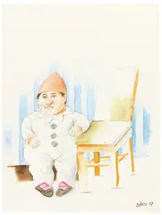 Clown by Fernando Botero, 2007, Aquarell über Kreide auf festem leicht genarbten Papier, sold Dec 2017