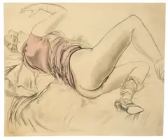 Karl Hubbuch, Die Liegende, 1926, Aquarell und Bleistift auf Papier