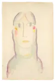 Frauenkopf mit langen Haaren by Alexej von Jawlensky, 1924, Aquarell und Bleistift auf einem Doppelbogen Papier (Vorderseite eines gefalteten Tagebuchblatts), sold Jun 2015