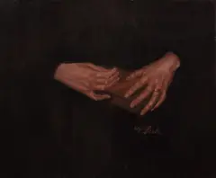 Wilhelm Leibl, Zwei Frauenhände (ein Buch haltend), Um 1885, Öl auf Leinwand. Doubliert