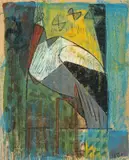 Markus Lüpertz, Storch, 1979, Pastell auf Papier, auf Leinwand aufgezogen