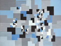 Composition in Blau by Adolf Fleischmann, 1954, Öl auf Leinwand, sold Jun 2015