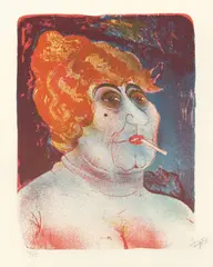 Kupplerin by Otto Dix, 1923, Farblithographie auf Zanders-Bütten (Wasserzeichen: Johann Wilhelm), sold Nov 2014