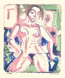 Nackte Frau by Ernst Ludwig Kirchner, 1927, Farblithographie auf Japan, sold May 2014