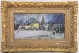 Ferdinand Kotvald, Vanished Prague - River Skating, 1977, oil tempera, wax, canvas
