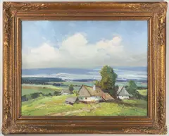 Ludvík Dobeš, Wallachian Landscape, 1950s, oil on cardboard