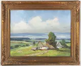 Ludvík Dobeš, Wallachian Landscape, 1950s, oil on cardboard
