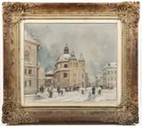 Oldřich Zezula, St. John the Baptist Church in Winter, 1946, oil on canvas