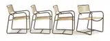 Dining table and armchairs (5) by Walter Lamb, c. 1950, Tubular bronze, glass, cotton yacht cord, sold May 2013