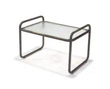 Walter Lamb, End table, c. 1946, Painted tubular aluminum, glass
