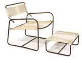 Lounge chair and ottoman by Walter Lamb, c. 1950, Tubular bronze with cotton yacht cord, sold May 2013