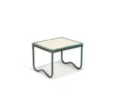 Lounge chair, ottoman & table (3) by Walter Lamb, c. 1950, Tubular bronze with cotton yacht cord, limestone, sold May 2013