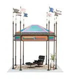 Charles and Ray Eames, Freestanding kiosk, Iron, walnut, plastic-laminated, and hand-painted surfaces