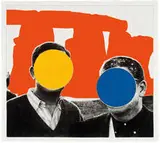 Stonehenge (With Two Persons) Orange by John Baldessari, 2005, Mixografia print on handmade 100% cotton paper, sold May 2013