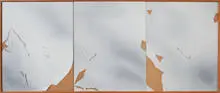 Joe Goode, Untitled (from Vandalism series), 1977, Torn oil on canvas mounted to board