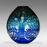 Duncan McClellan, Large vase with trees, hand-blown glass, internal graal technique