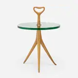 attribution Fontana Arte, Occasional table, c. 1950, walnut, glass, brass