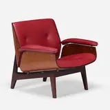Ico Parisi, Lounge chair, c. 1955, rosewood, leather, lacquered wood