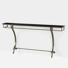 André Arbus, Console table, c. 1950, patinated steel, marble