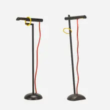 Memphis, Floor lamps, set of two, c. 1980, enameled wood, lacquered brass