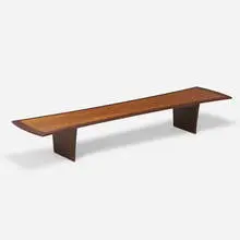 Harvey Probber, Monumental custom cocktail table, c. 1955, teak, mahogany, brass