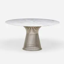Dining table by Warren Platner, 1966, nickel-plated steel, marble, sold Oct 2021