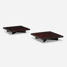 Wilhelm Borntraeger, Low tables, pair, c. 1990, wenge, oak